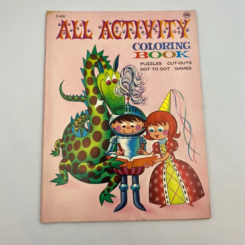 All Activity Coloring Book Unused 1978 Playmore Puzzles Dot to Dot Cut-Outs Game